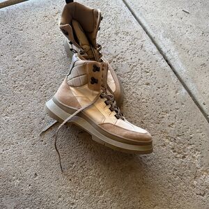 Zara Tan and Cream Combat Boots